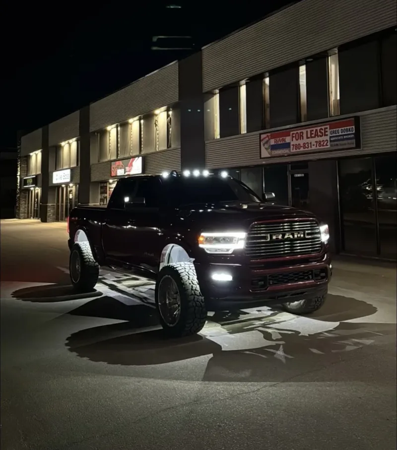 Smoked cab lights installed on a pickup truck roof in Edmonton