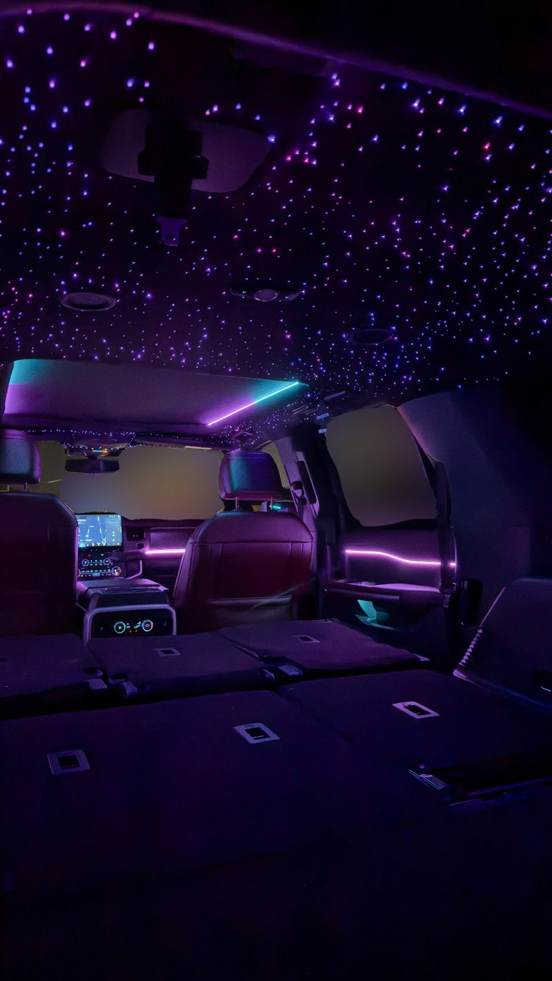 Fiber optic starlight headliner star roof installed in a vehicle in Edmonton